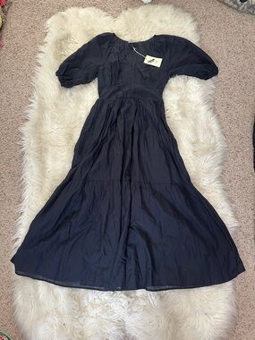 NWT Universal Thread navy blue Maxi Dress with Puff Sleeves